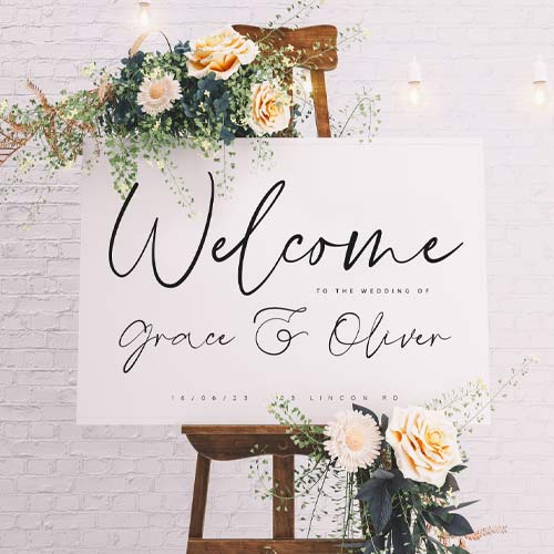 Personalised A2 Cursive Chic Wedding Welcome Sign Product Gallery Image