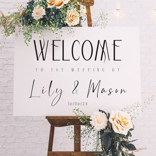 Personalised A2 Idyllic Centred Wedding Welcome Sign Product Gallery Image