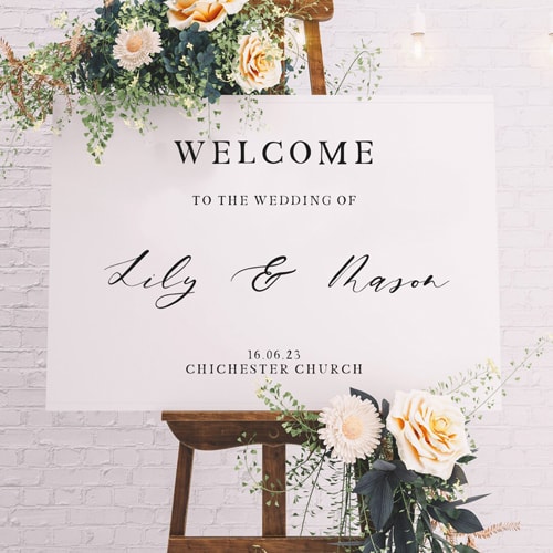 Personalised A2 Traditional Cursive Middle Wedding Welcome Sign Product Gallery Image