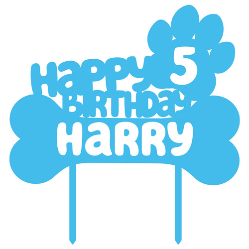 Personalised Aussie Blue Pup Age and Name Happy Birthday Double Layer Acrylic Cake Topper Product Gallery Image