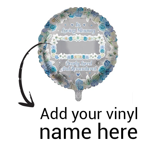 Personalised Name In Memory Blue Memorial Round Foil Helium Balloon - Inflated Balloon in a Box Product Gallery Image