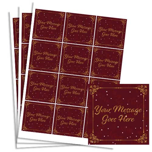 Personalised Christmas Burgundy Square Stickers 65mm - Sheet of 12