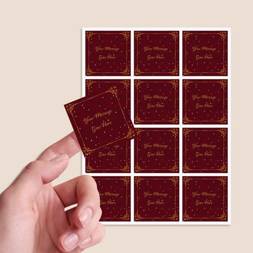 Personalised Christmas Burgundy Square Stickers 65mm - Sheet of 12 Product Gallery Image