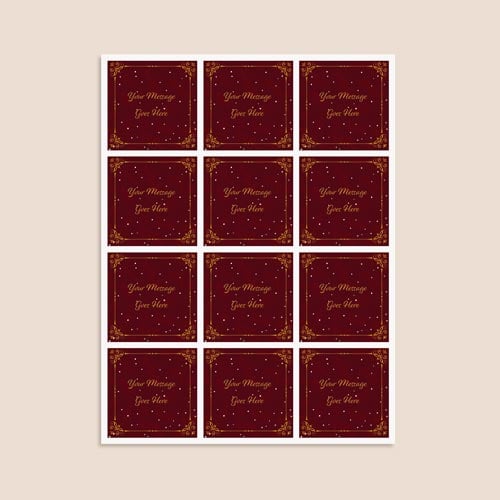 Personalised Christmas Burgundy Square Stickers 65mm - Sheet of 12 Product Gallery Image