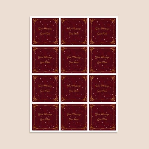 Personalised Christmas Burgundy Square Stickers 65mm - Sheet of 12 Product Gallery Image