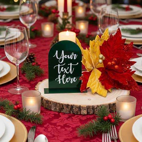Personalised Christmas Table Sign Acrylic Arch Decoration