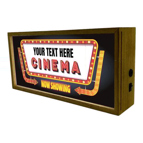 Personalised Cinema Now Showing LED Light Box Wood Room Sign Product Gallery Image