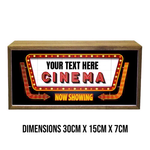 Personalised Cinema Now Showing LED Light Box Wood Room Sign Product Gallery Image