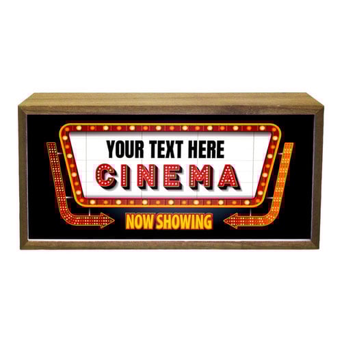 Personalised Cinema Now Showing LED Light Box Wood Room Sign Product Gallery Image