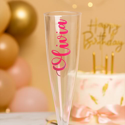 Personalised Clear Champagne / Prosecco Plastic Flutes Product Gallery Image
