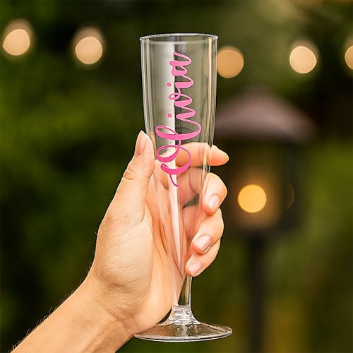 Personalised Clear Champagne / Prosecco Plastic Flutes Product Gallery Image