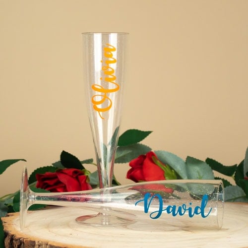 Personalised Clear With Glitter Champagne / Prosecco Plastic Flutes Product Gallery Image