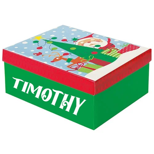 Personalisable Colourful Santa Christmas Medium Gift Box 20cm Product Gallery Image