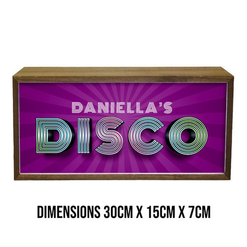 Personalised Disco Fever LED Light Box Wood Room Sign Product Gallery Image