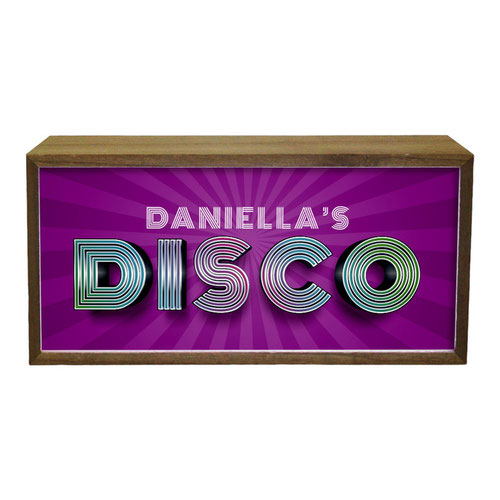 Personalised Disco Fever LED Light Box Wood Room Sign Product Gallery Image