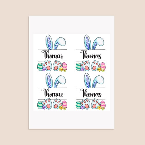 Personalised Easter Boy Bunny Square Stickers 95mm - Sheet of 4 Product Gallery Image