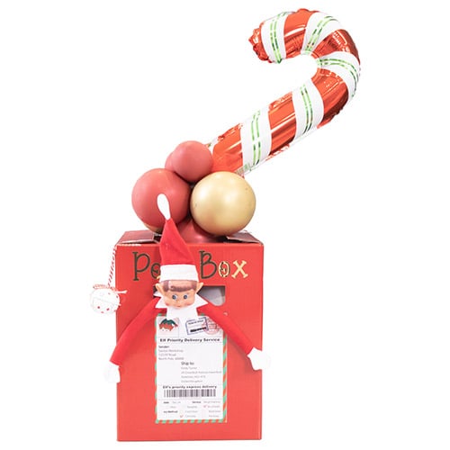Personalised Elf Arrival in a Postbox Christmas Inflated Balloon Display