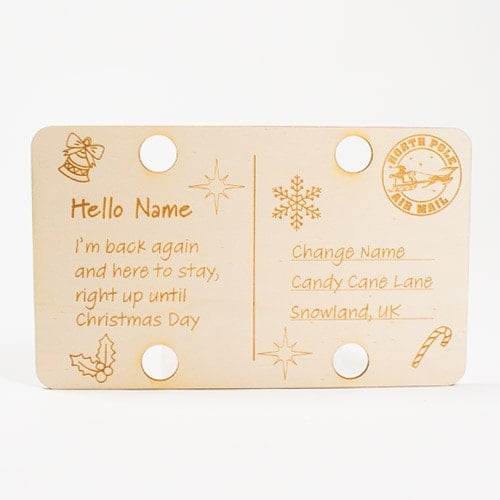 Personalised Elf Arrival Wooden Postcard Sign Product Gallery Image