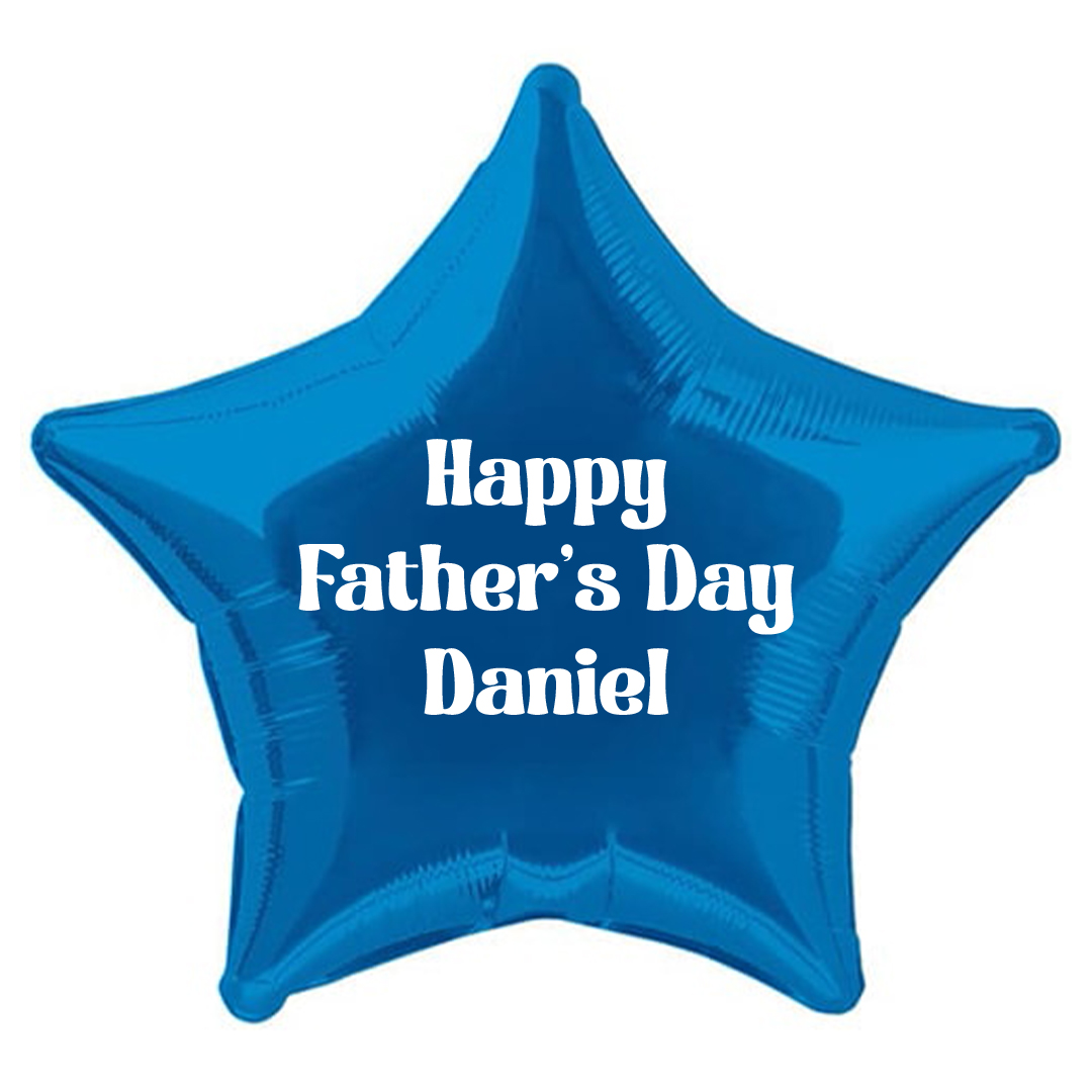 Personalised Father's Day Blue Star Foil Balloon - Inflated Balloon In A Box