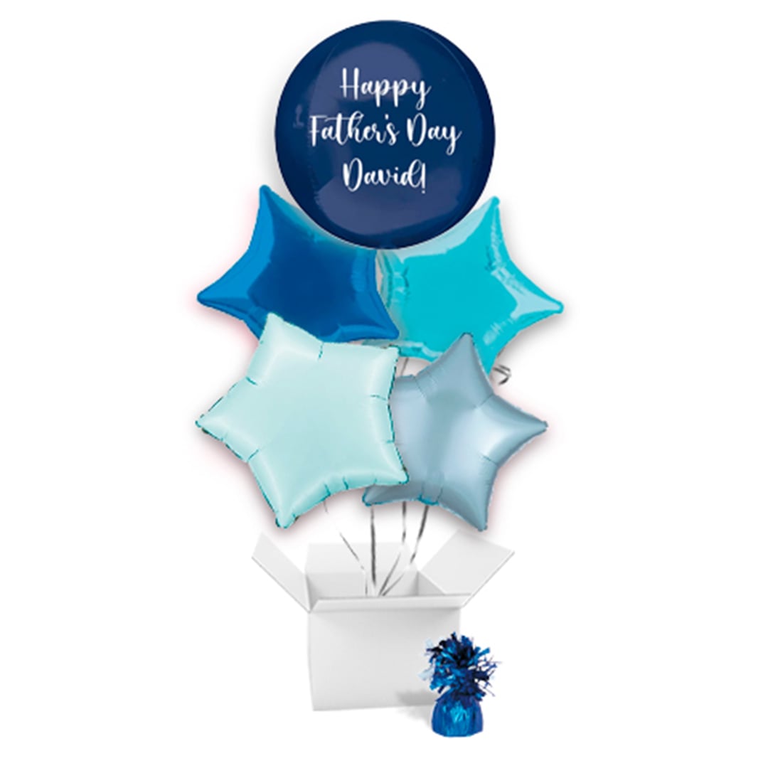 Personalised Father's Day Navy Blue Orbz Foil Balloon - 5 Inflated Balloons In A Box