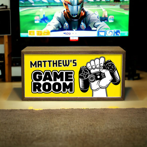 Personalised Game Room LED Light Box Wood Room Sign Product Gallery Image