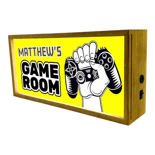Personalised Game Room LED Light Box Wood Room Sign Product Gallery Image