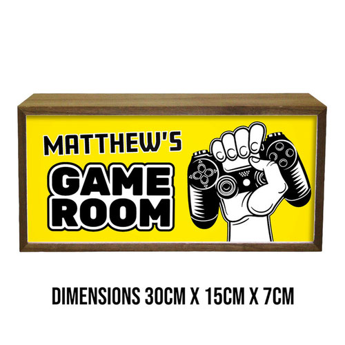 Personalised Game Room LED Light Box Wood Room Sign Product Gallery Image