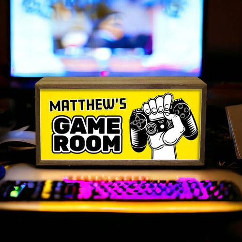Personalised Game Room LED Light Box Wood Room Sign Product Gallery Image