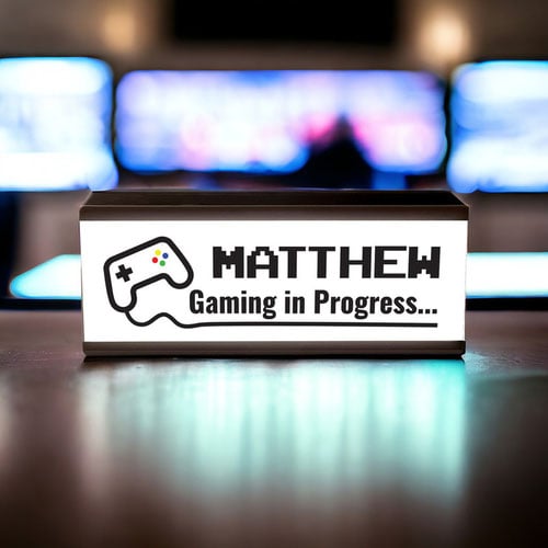 Personalised Gaming in Progress LED Light Box Room Sign Product Gallery Image