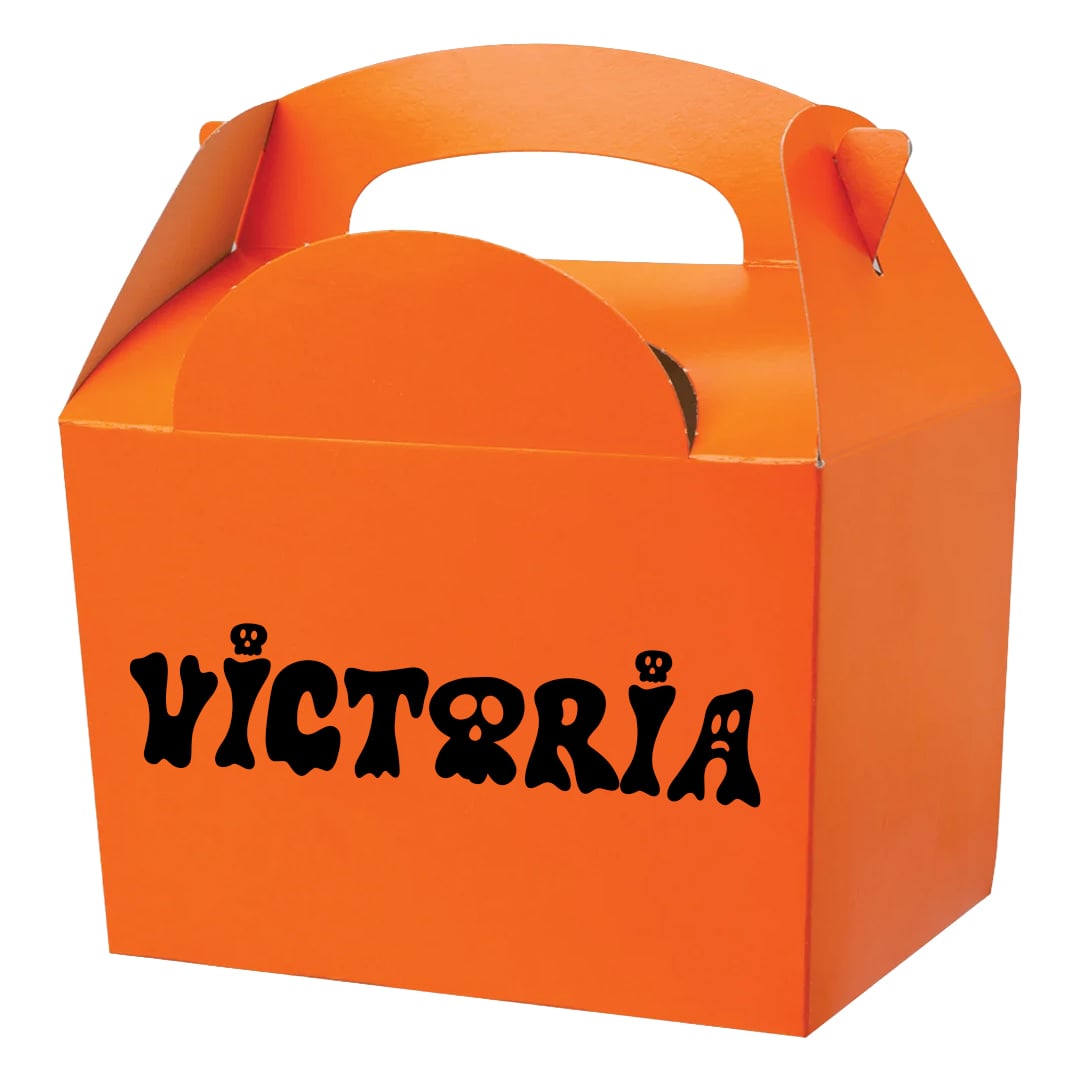 Personalised Ghostly Name Halloween Orange Party Paper Lunch Box View 2