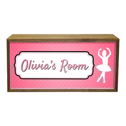 Personalised Girl's Room Ballet Dancer LED Light Box Wood Room Sign Product Gallery Image