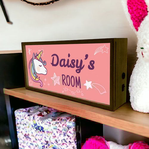 Personalised Girl's Room Unicorn LED Light Box Room Sign Product Gallery Image