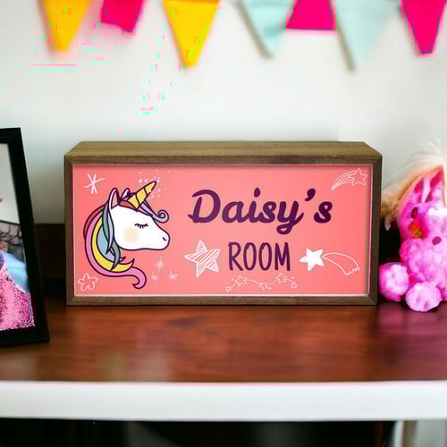 Personalised Girl's Room Unicorn LED Light Box Room Sign Product Gallery Image