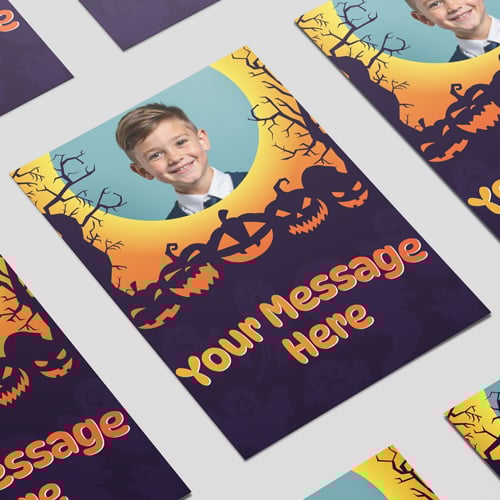 Personalised Halloween Pumpkins with Photo Poster PVC Party Sign Decoration Product Image
