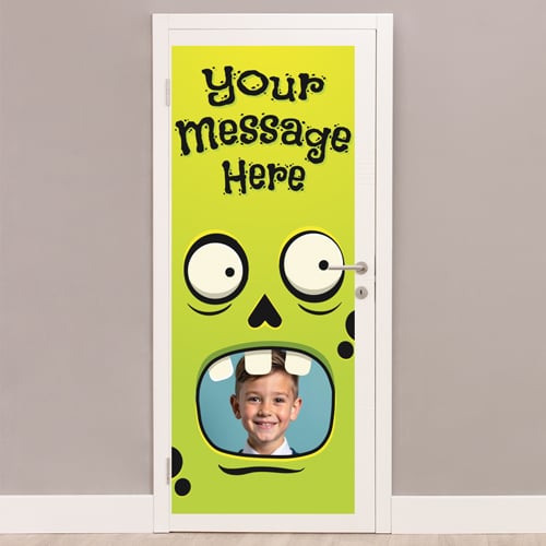 Personalised Halloween Zombie Door Cover PVC Party Sign Decoration 66cm x 152cm