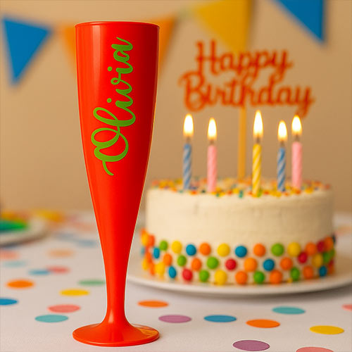 Personalised Hen Party Biodegradable Plastic Champagne / Prosecco Red Flute 175ml Product Gallery Image
