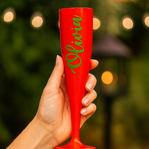Personalised Hen Party Biodegradable Plastic Champagne / Prosecco Red Flute 175ml Product Gallery Image