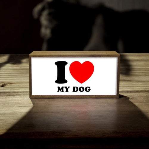 Personalised I Love Word LED Light Box Wood Room Sign Product Gallery Image