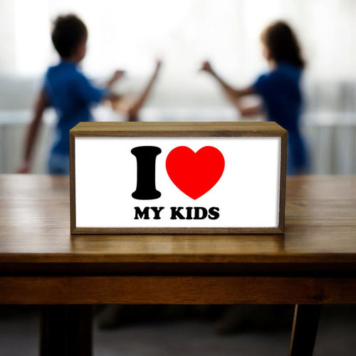 Personalised I Love Word LED Light Box Wood Room Sign Product Gallery Image