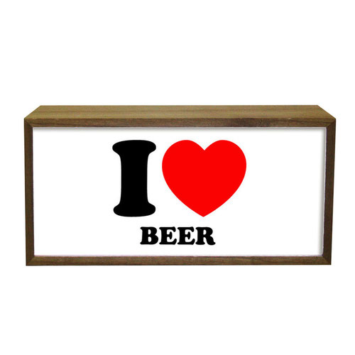 Personalised I Love Word LED Light Box Wood Room Sign Product Gallery Image