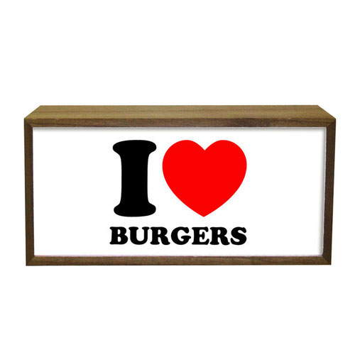 Personalised I Love Word LED Light Box Wood Room Sign Product Gallery Image