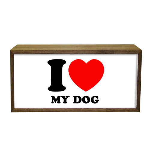 Personalised I Love Word LED Light Box Wood Room Sign Product Gallery Image