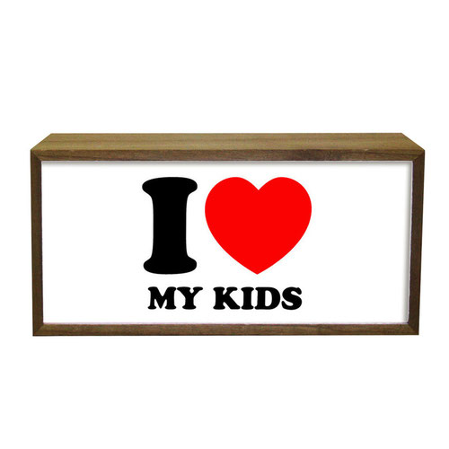 Personalised I Love Word LED Light Box Wood Room Sign Product Gallery Image