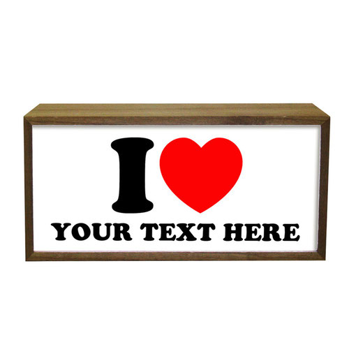 Personalised I Love Word LED Light Box Wood Room Sign Product Gallery Image