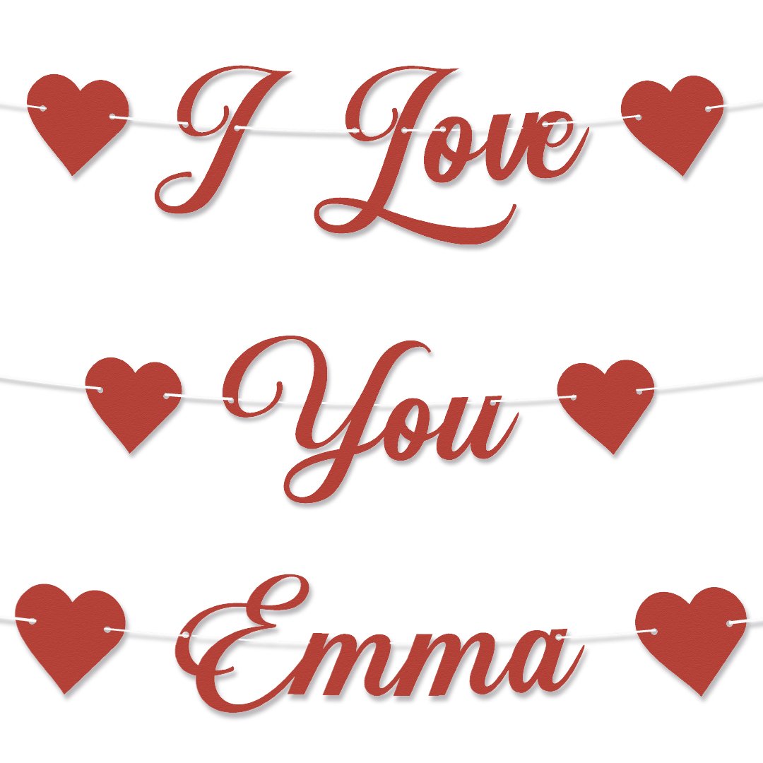 Personalised I Love You Name Customisable Recyclable Card Party Bunting