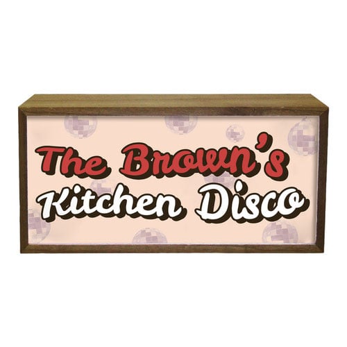 Personalised Kitchen Disco LED Light Box Wood Room Sign Product Gallery Image