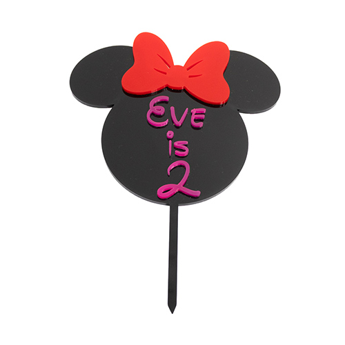 Personalised Magical Mouse Ears Birthday Age Customisable 3D Acrylic Cake Topper Product Gallery Image