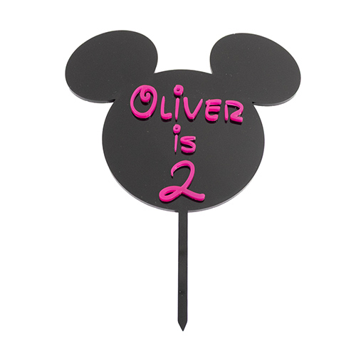 Personalised Magical Mouse Ears Birthday Age Customisable 3D Acrylic Cake Topper Product Gallery Image
