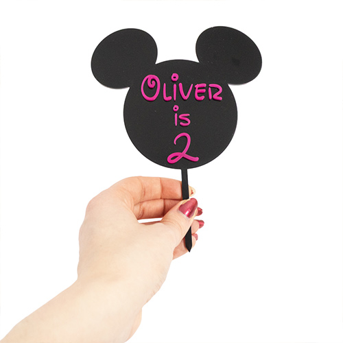 Personalised Magical Mouse Ears Birthday Age Customisable 3D Acrylic Cake Topper Product Gallery Image