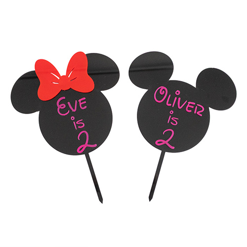 Personalised Magical Mouse Ears Birthday Age Customisable 3D Acrylic Cake Topper Product Gallery Image